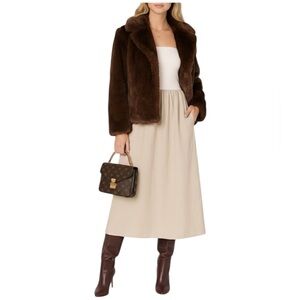 The Drop Women's Cream khaki Hellen Strapless Mixed Media Maxi Dress Medium